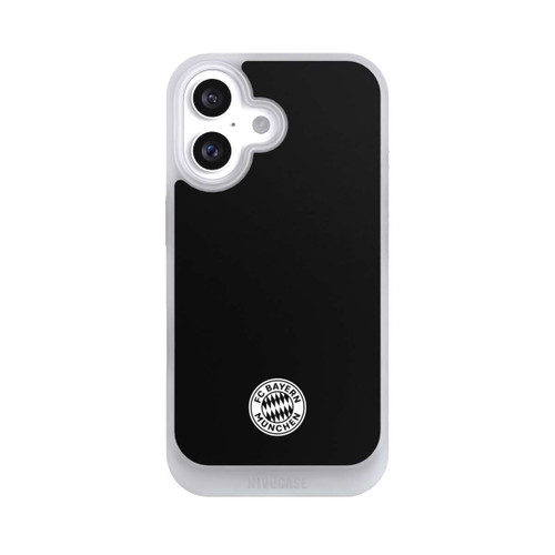 Apple iPhone 16 NIVOcore Logo FCB Classique Petit - Blanc sur Fond Noir