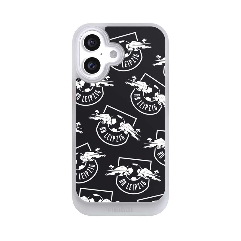 iPhone 16 NIVOcore Logos RB Leipzig Weiß auf Schwarz