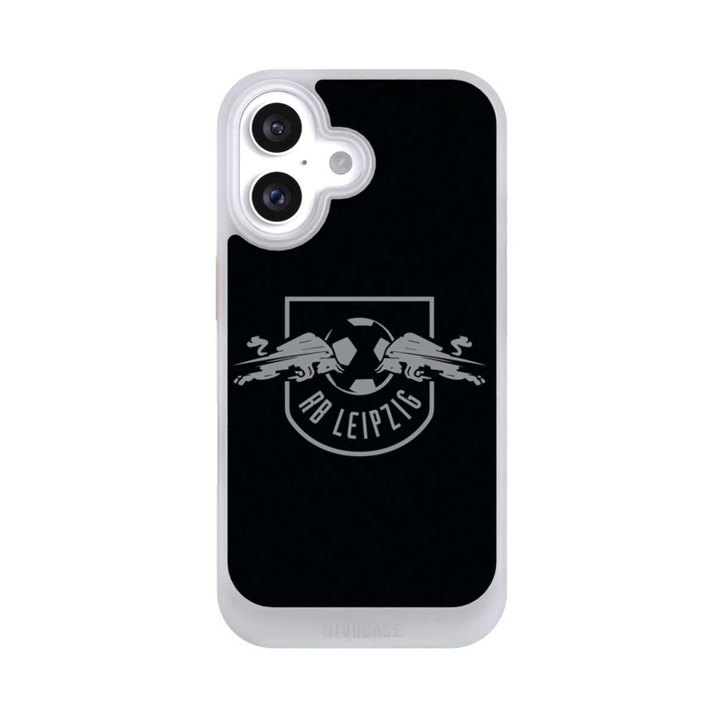 iPhone 16 NIVOcore Graues RB Leipzig Logo auf Schwarz