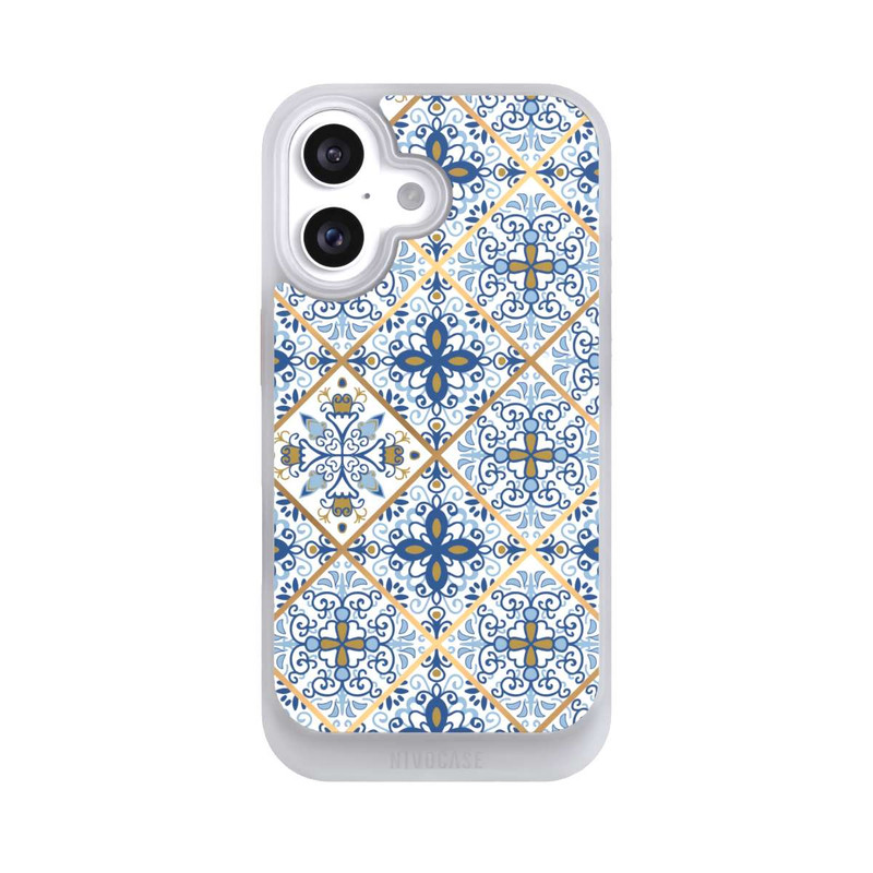 iPhone 16 NIVOcore Mosaik Blau-Gold Look
