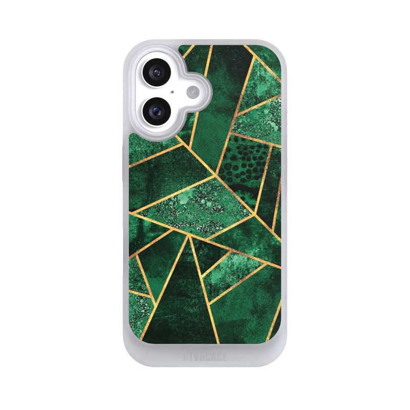 iPhone 16 NIVOcore Deep Emerald Gold Print