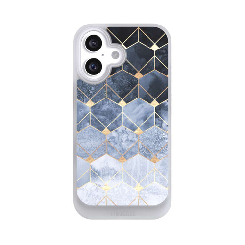 Apple iPhone 16 NIVOcore Blaue Sechsecke und Diamanten Golddruck