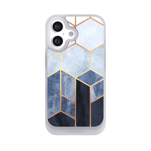Apple iPhone 16 NIVOcore Blauer Farbverlauf Sechsecke Golddruck