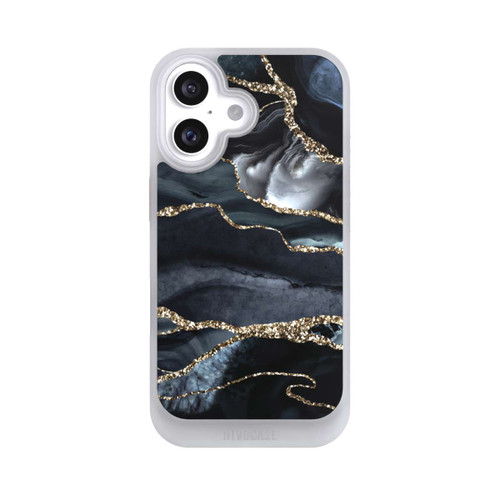 Apple iPhone 16 NIVOcore Dunkler Marmor Gold Glitzerlook