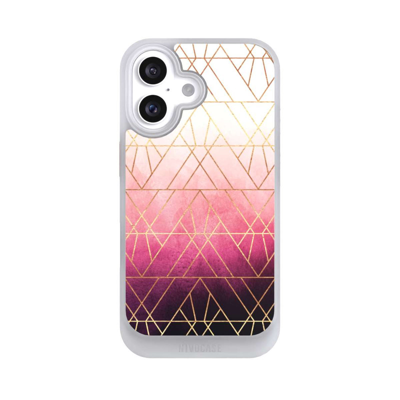 iPhone 16 NIVOcore Pink Ombre Triangles Gold Print