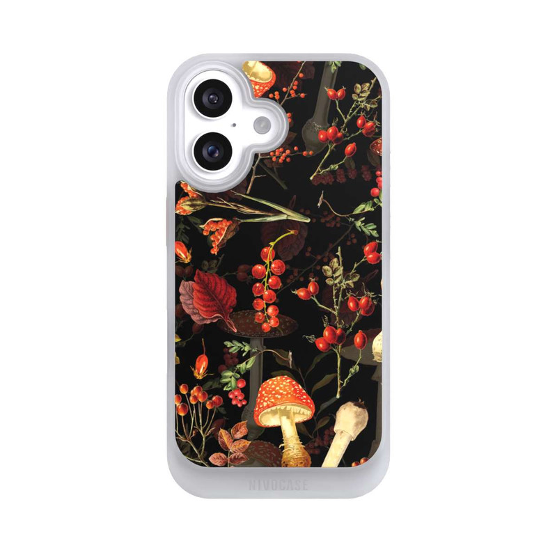 iPhone 16 NIVOcore Mushroom Pattern Black