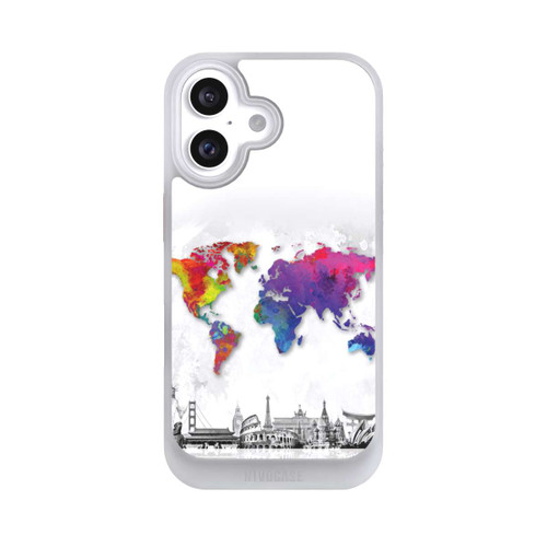 Apple iPhone 16 NIVOcore Weltkarte mit Skyline