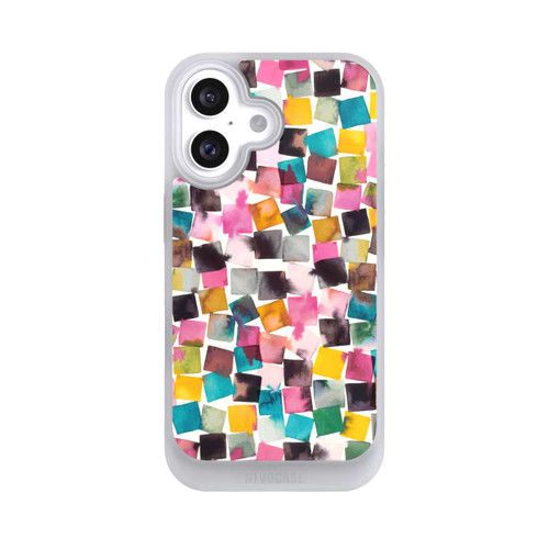 Apple iPhone 16 NIVOcore Aquarell geometrische Plaids rosa