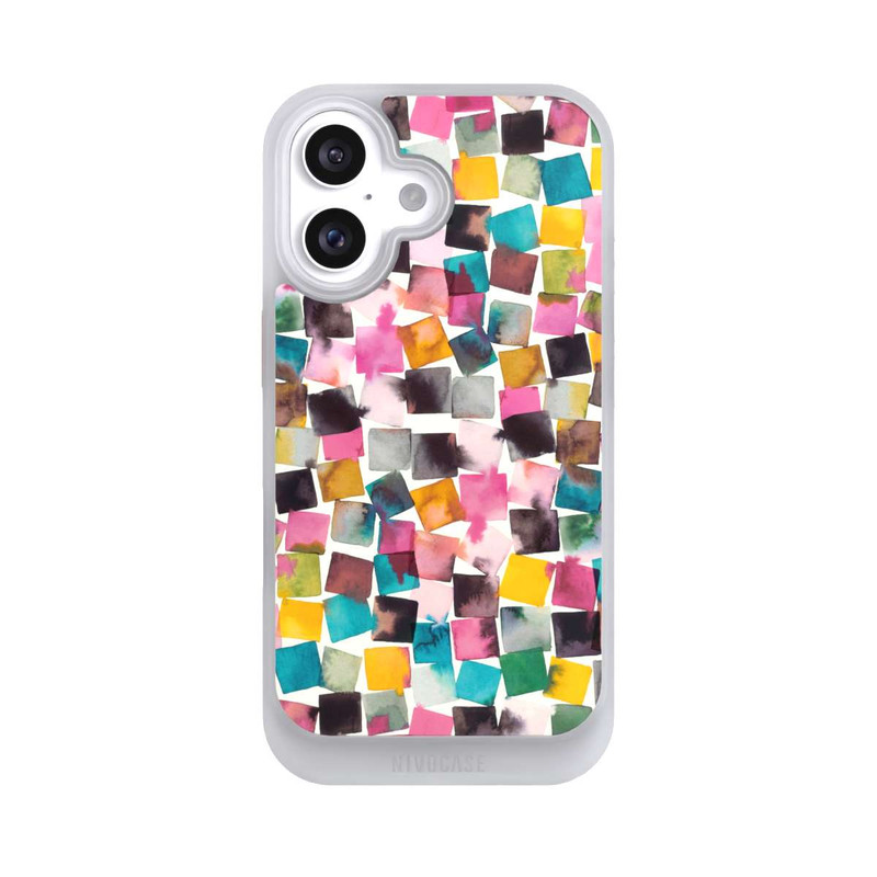 iPhone 16 NIVOcore Watercolor Geometric Plaids Pink