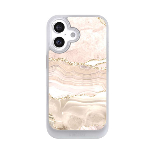 Apple iPhone 16 NIVOcore Marmor rosa-goldene Streifen