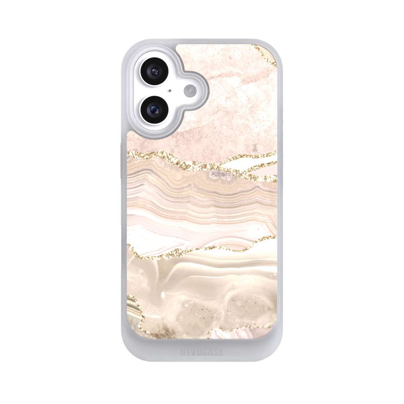 iPhone 16 NIVOcore Marmor rosa-goldene Streifen