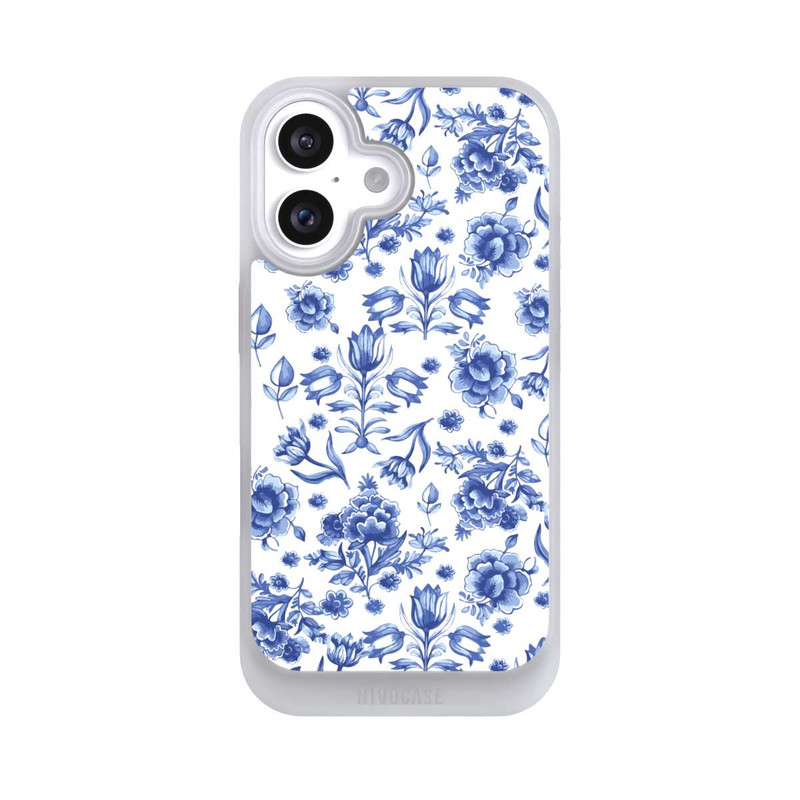 iPhone 16 NIVOcore Blaues Blumenmuster