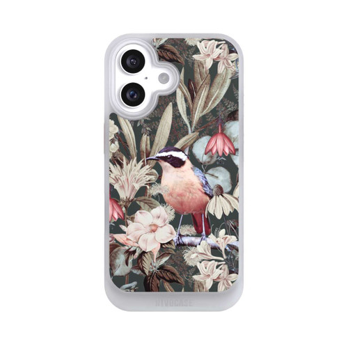 Apple iPhone 16 NIVOcore Orangefarbener Vogel im Vintage Blumenmuster