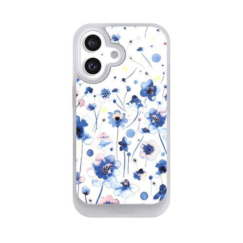 Apple iPhone 16 NIVOcore Aquarelltinte blaue Blumen