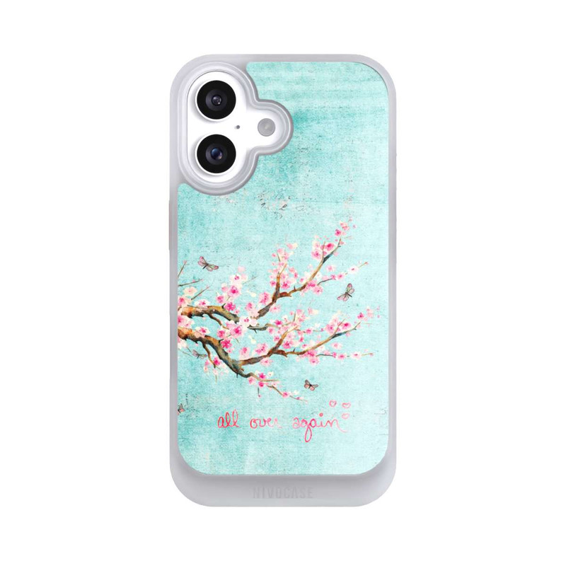 iPhone 16 NIVOcore Motif d'arbre en fleurs de cerisier bleu