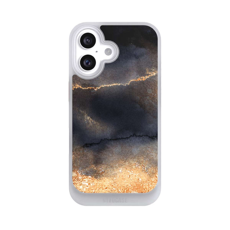 iPhone 16 NIVOcore Black Marble Gold Dust Look