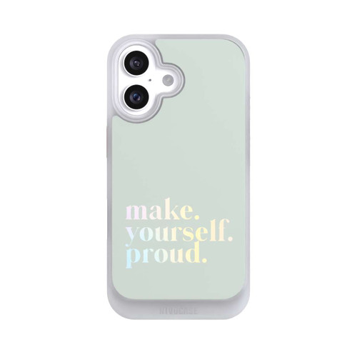 Apple iPhone 16 NIVOcore Make Yourself Proud Zitat-Minze und Farbverlauf