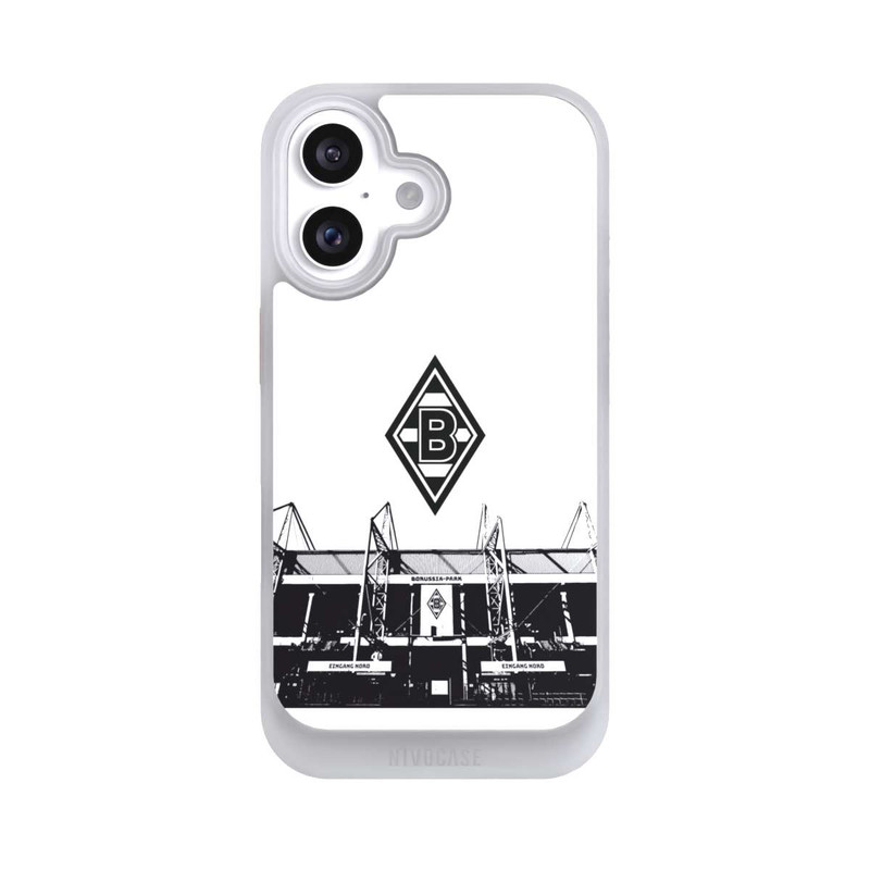 iPhone 16 NIVOcore Borussia-Park Schwarz und Weiß