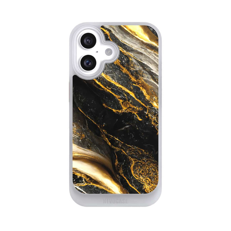 iPhone 16 NIVOcore Schwarze Marmor Goldschichten
