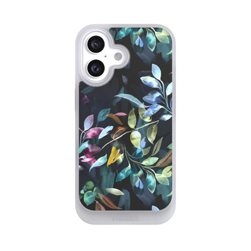 Apple iPhone 16 NIVOcore Mystische Aquarellblätter schwarz