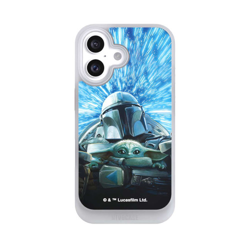 Apple iPhone 16 NIVOcore Grogu und Mando fliegen blau