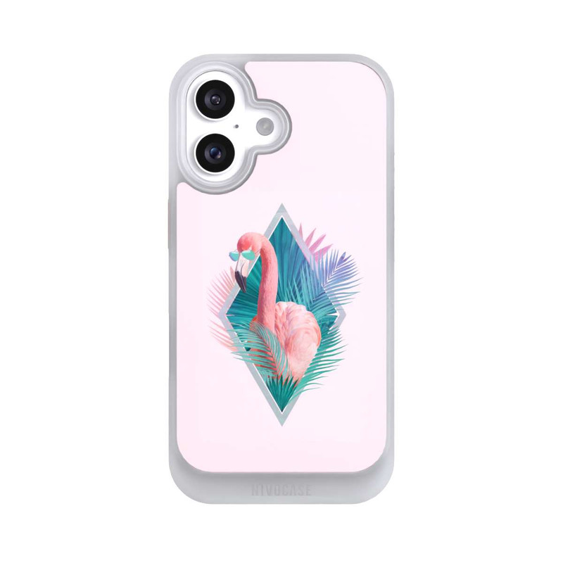 iPhone 16 NIVOcore Feuilles tropicales Flamant