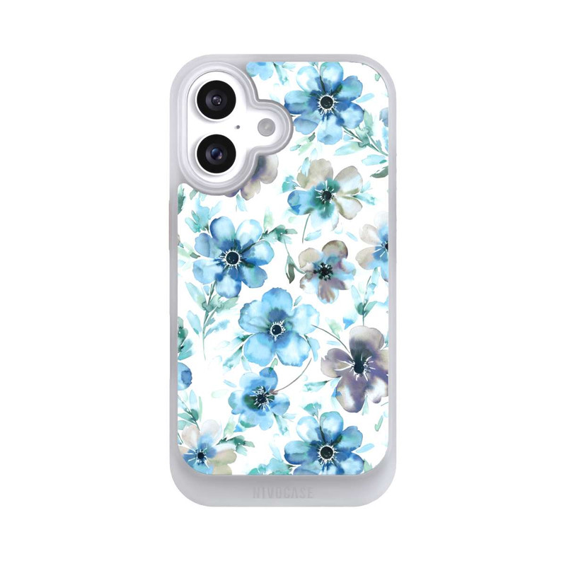 iPhone 16 NIVOcore Motif de fleurs bleues Tendance