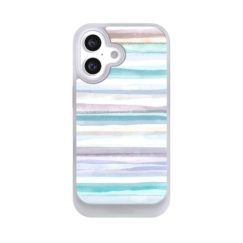 iPhone 16 NIVOcore Rayures pastel bleu