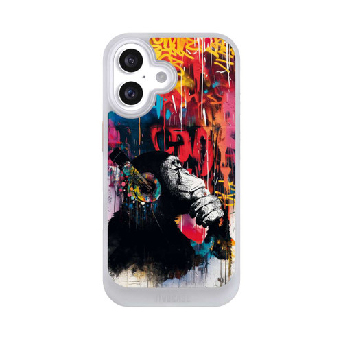 Apple iPhone 16 NIVOcore Affe Stereo Kopfhörer Graffiti Street Art Blau