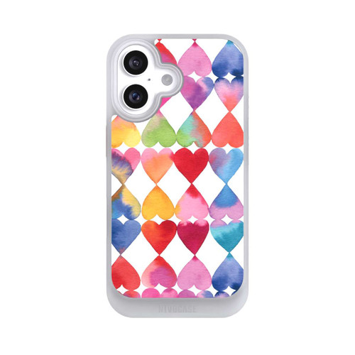 Apple iPhone 16 NIVOcore Colorful Watercolor Hearts Pattern