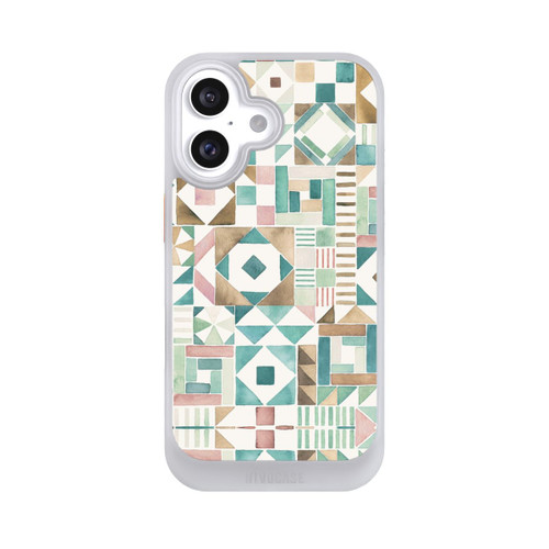 Apple iPhone 16 NIVOcore Geometric Blocks Retro Vintage Patchwork Green