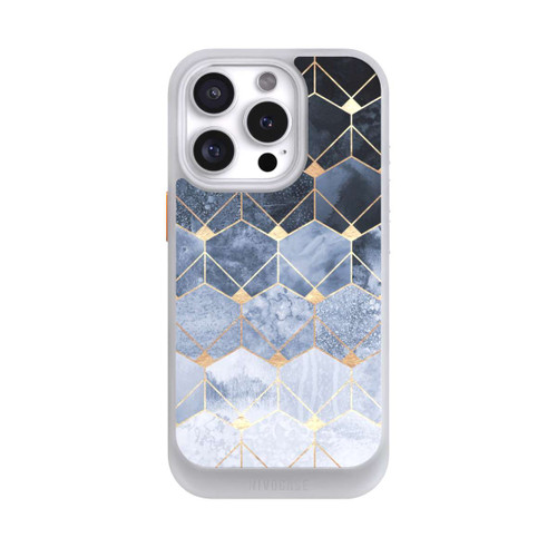 Apple iPhone 16 Pro NIVOcore Impression Or Hexagones Bleus Et Diamants