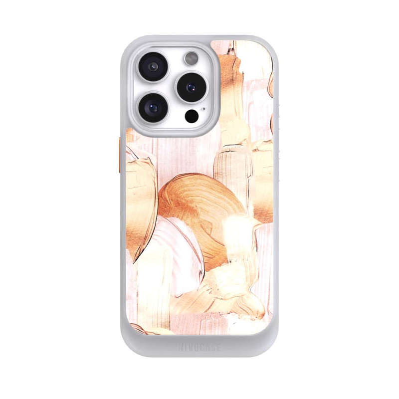 iPhone 16 Pro NIVOcore Weiß/Gold Pinsel Muster