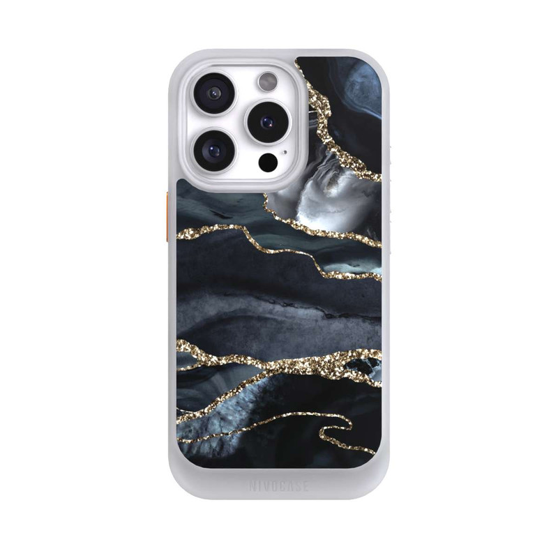 iPhone 16 Pro NIVOcore Dunkler Marmor Gold Glitzerlook