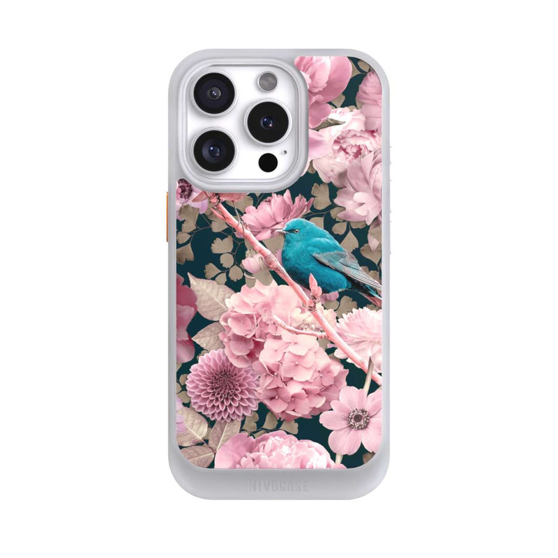 iPhone 16 Pro NIVOcore Spatzen im rosa Blumenmuster