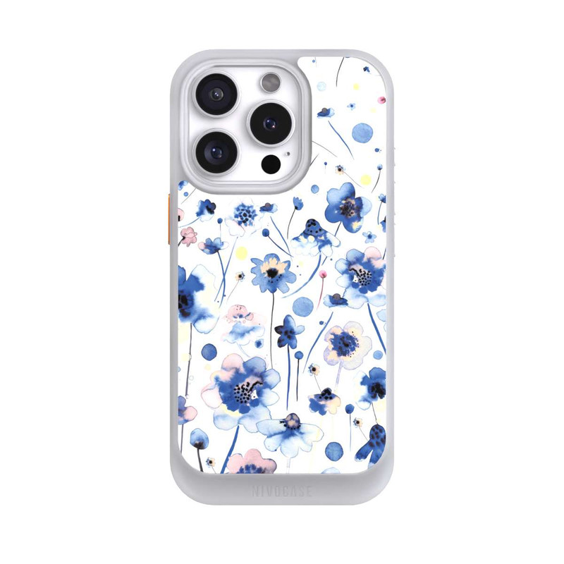 iPhone 16 Pro NIVOcore Fleurs bleues d’encre aquarelle