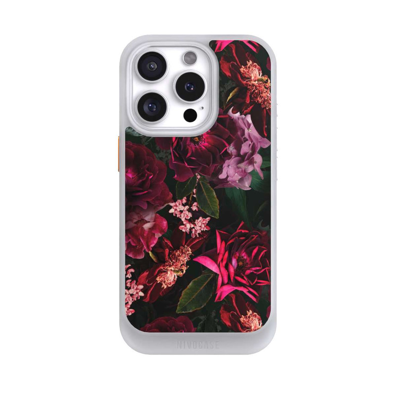 iPhone 16 Pro NIVOcore Fleurs rouge foncé et roses