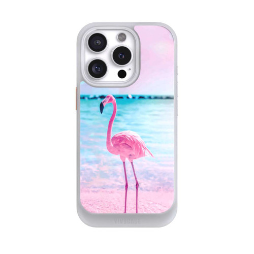 Apple iPhone 16 Pro NIVOcore Pink Flamingo on the beach