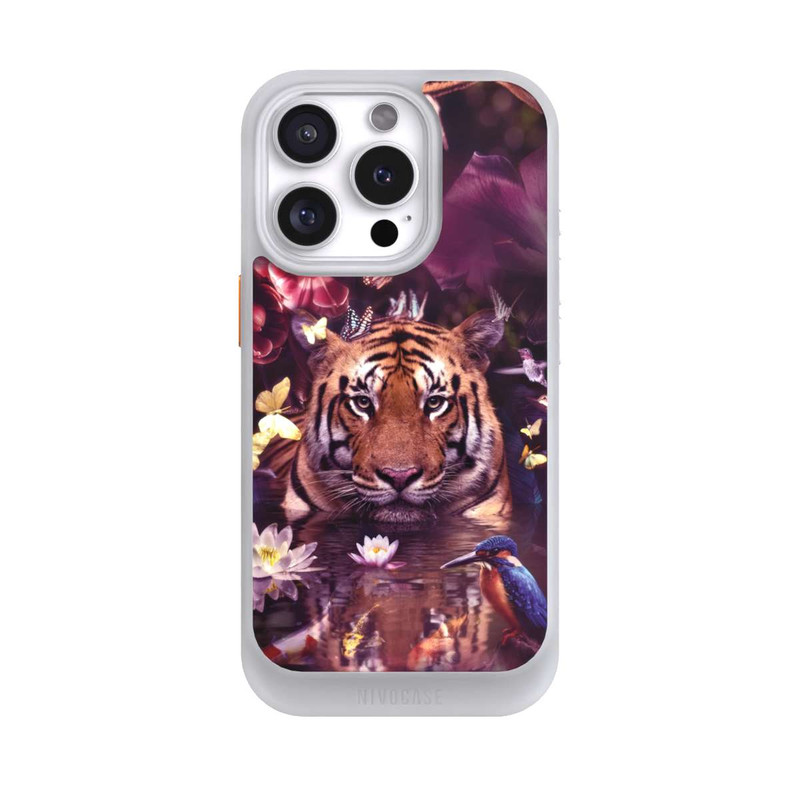 iPhone 16 Pro NIVOcore Tiger Blumenrahmen