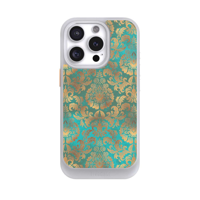 iPhone 16 Pro NIVOcore Papier Peint Damassé Turquoise