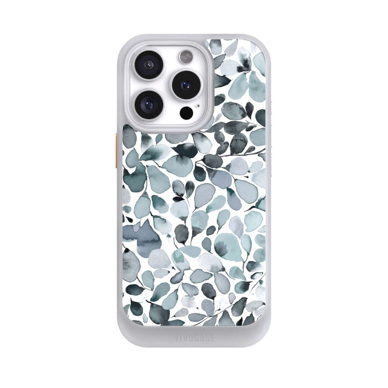 iPhone 16 Pro NIVOcore Eukalyptus Aquarell Blätter Grau