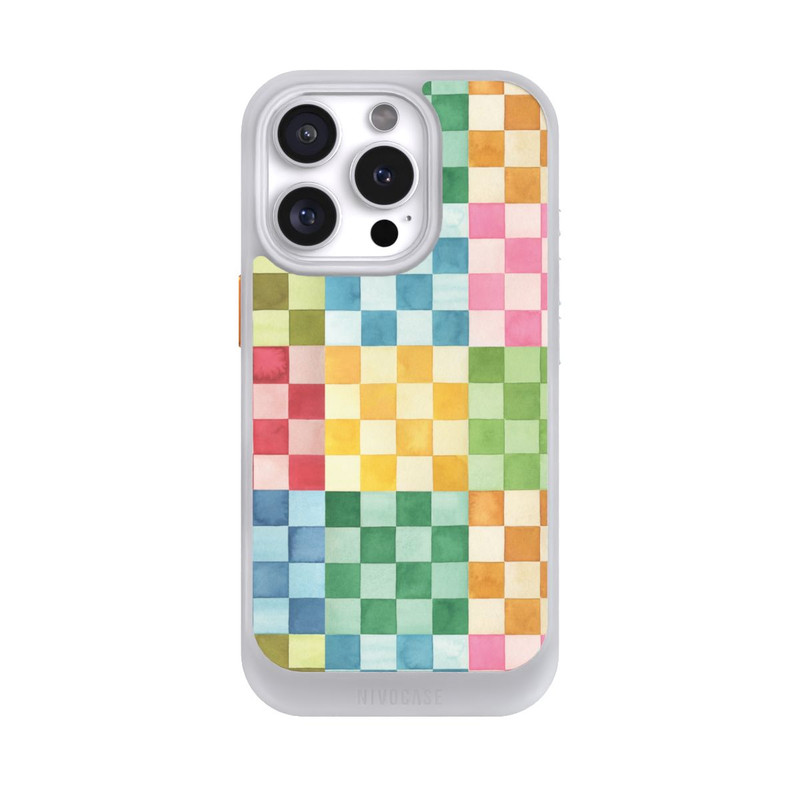 iPhone 16 Pro NIVOcore Checkerboard Watercolor Chess Geometric Red