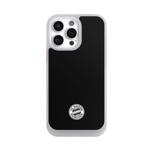 Apple iPhone 16 Pro Max NIVOcore Logo FCB Classique Petit - Blanc sur Fond Noir