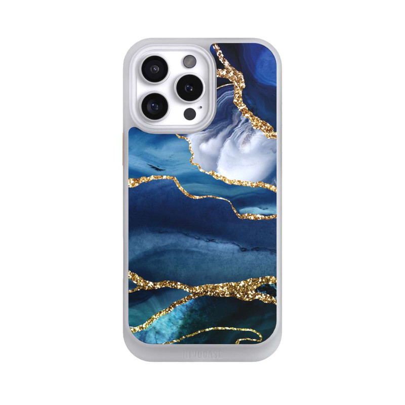 iPhone 16 Pro Max NIVOcore  Blauer Marmor Gold Glitzer Look