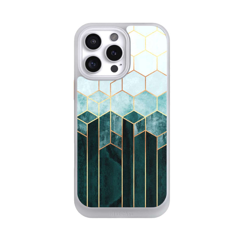 iPhone 16 Pro Max NIVOcore Blaugrüne Sechsecke