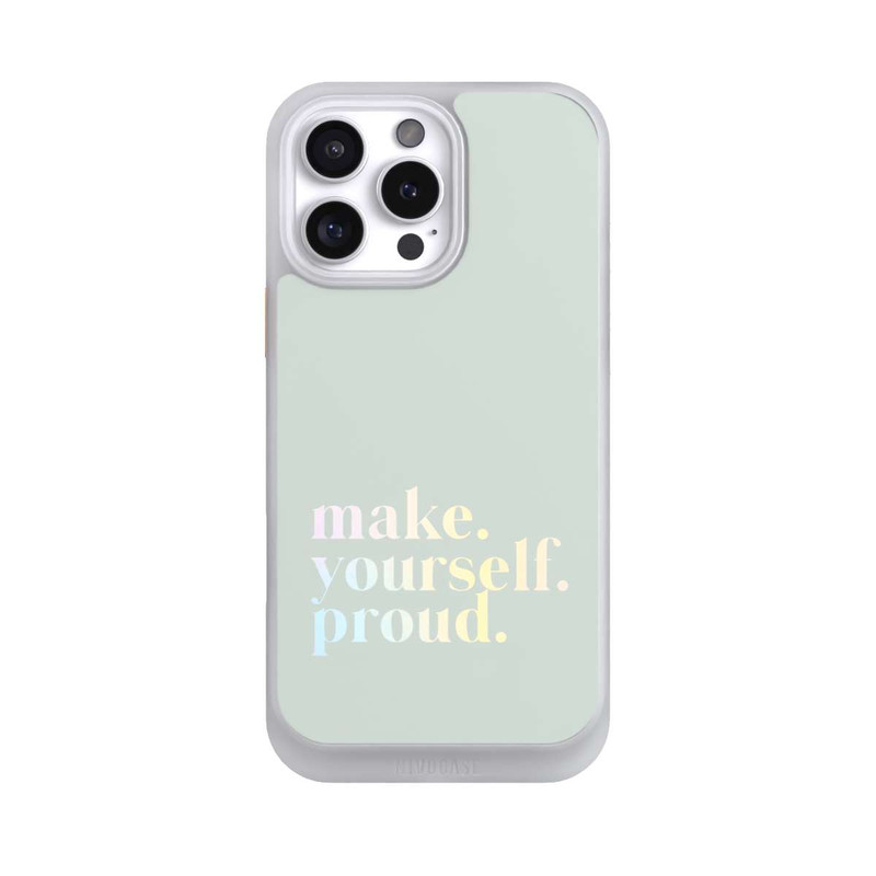 iPhone 16 Pro Max NIVOcore Make Yourself Proud Zitat-Minze und Farbverlauf