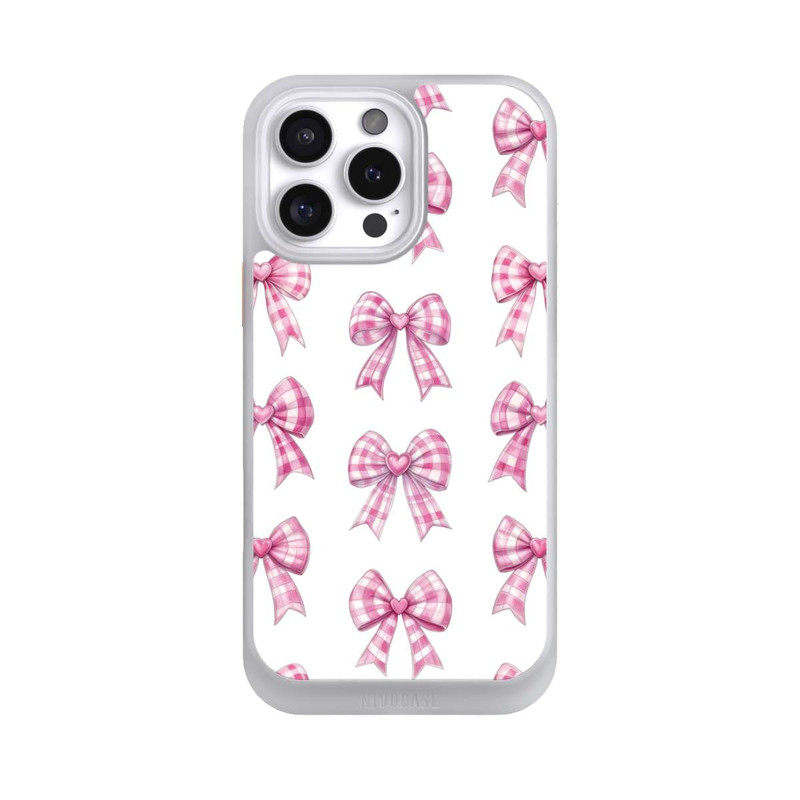 iPhone 16 Pro Max NIVOcore Pinke Gingham Herzen und Schleifen mit KI