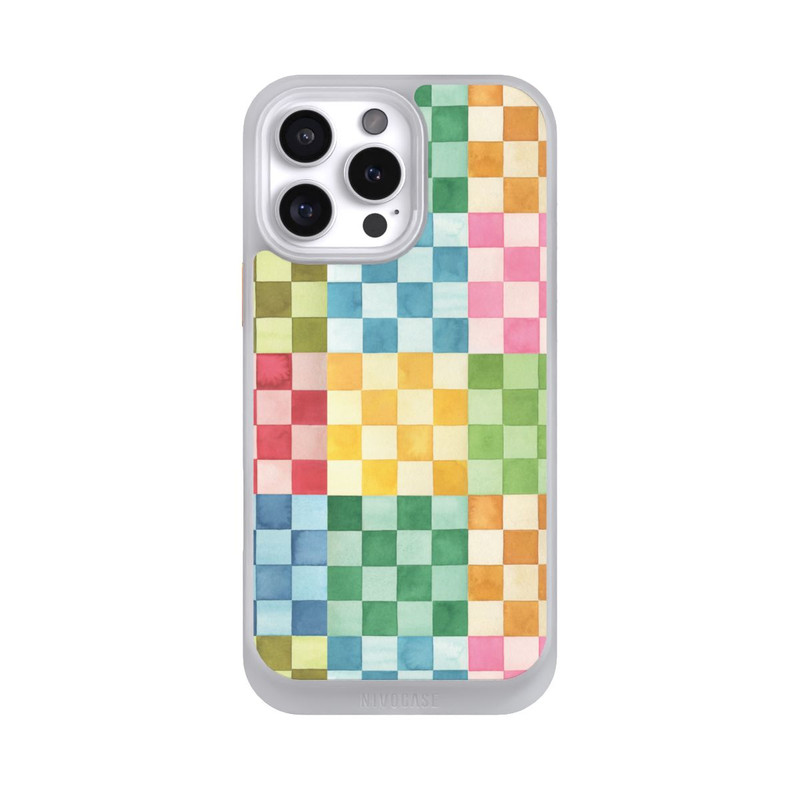iPhone 16 Pro Max NIVOcore Checkerboard Watercolor Chess Geometric Red