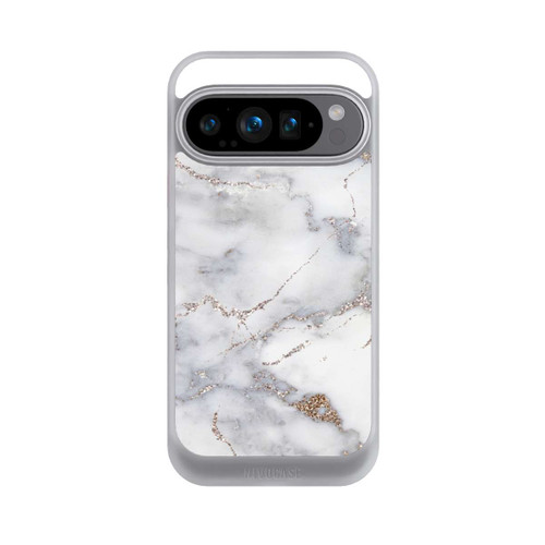 Google Pixel 9 Pro NIVOcore Silberglitzer Marmorlook