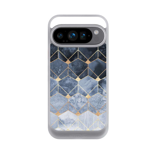 Google Pixel 9 Pro NIVOcore Blaue Sechsecke und Diamanten Golddruck